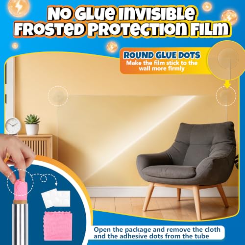 Image of Electrostatic Wall Protective Film, Clear Wall Protector Removable Contact Paper, Transparent Static Cling, Plastic Wall Protector from Trash Can, Chair Back, Furniture, Door 23.6inX16.4ft