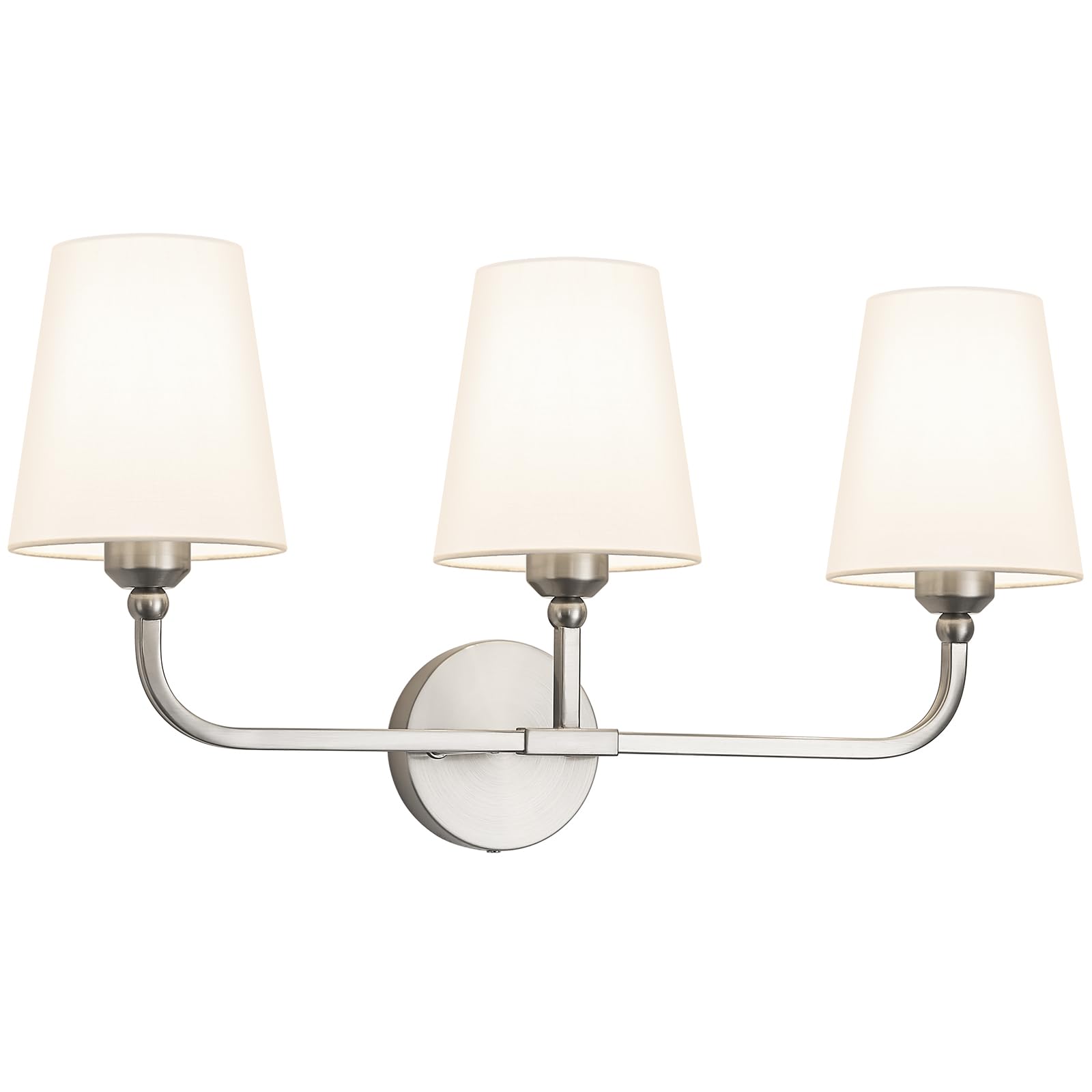Bathroom Vanity Light Brushed Nickel Bathroom Light Fixtures 3-Light Lighting Fixtures Over Mirror Modern Wall Sconce with Flared
