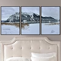 3 Piece Framed Canvas Wall Art Winter Lake Canvas Prints Home Artwork Decoration for Living Room,Bedroom - 16