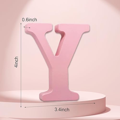 Miniatura 2 de Letras de madera rosa de 4 pulgadas, letras de madera sin terminar para decoración de pared, letras decorativas de pie, rebanadas, decoración de