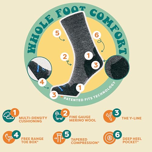 FITS Light Cushion Crew Socks, Sweat & Odor Resistant, Temperature Regulating Merino Wool Hiking Socks2