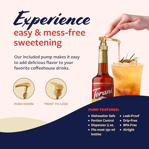 Image of Torani Orange Syrup for Drinks, Flavoring for Iced Tea, Sodas, Cocktails, and Milk Shakes, Pump Included, 25.4 Oz