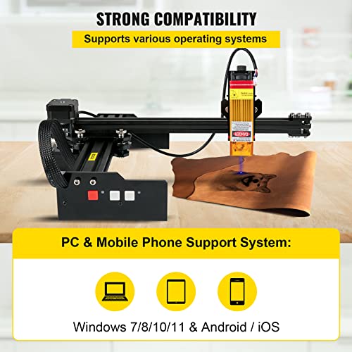VEVOR Lasergraveermachine, werkbereik 270 x 440 mm, graveerapparaat, 0,02 mm lasergraveermachine, 450 nm graveerfrezen, lasergravure 5,5 W snijmachine, 6000 mm/min, geschikt voor hout, metaal, acryl - Afbeelding 6