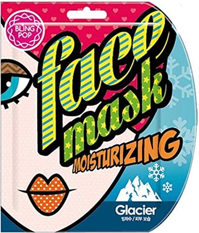 Bling Pop Face Mask Selection (Moisturizing, Collagen, Firming + Brightening, Moisturizing, Charcoal) Made In Korea Pack of 10 (Glacier (Moisturizing))