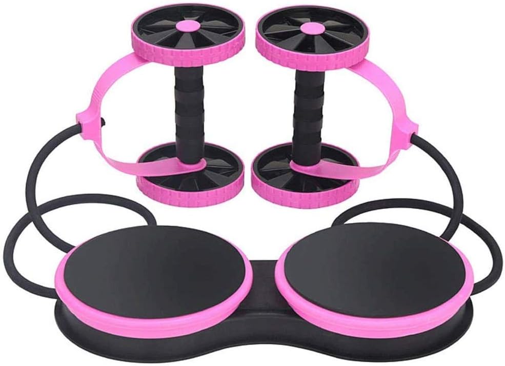 Abdominal Multifunctional Exercise Equipment Ab Wheel Roller with Resistance Bands Knee Mat Waist Slimming Trainer at Home Gym