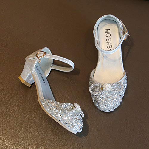 Toddler Girls Dress Shoes Flower Pearls Shoes Mary Jane Shoes Bowknot Ballerina Dance Shoes Crystal Princess Shoes4