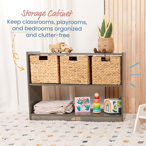Image of ECR4Kids 2-Shelf Mobile Double-Sided Storage Cabinet, Classroom Furniture, Grey Wash