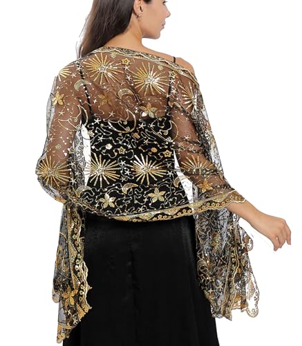 changyexi Sequin Lace Shawl Wrap, Evening Formal Sheer...