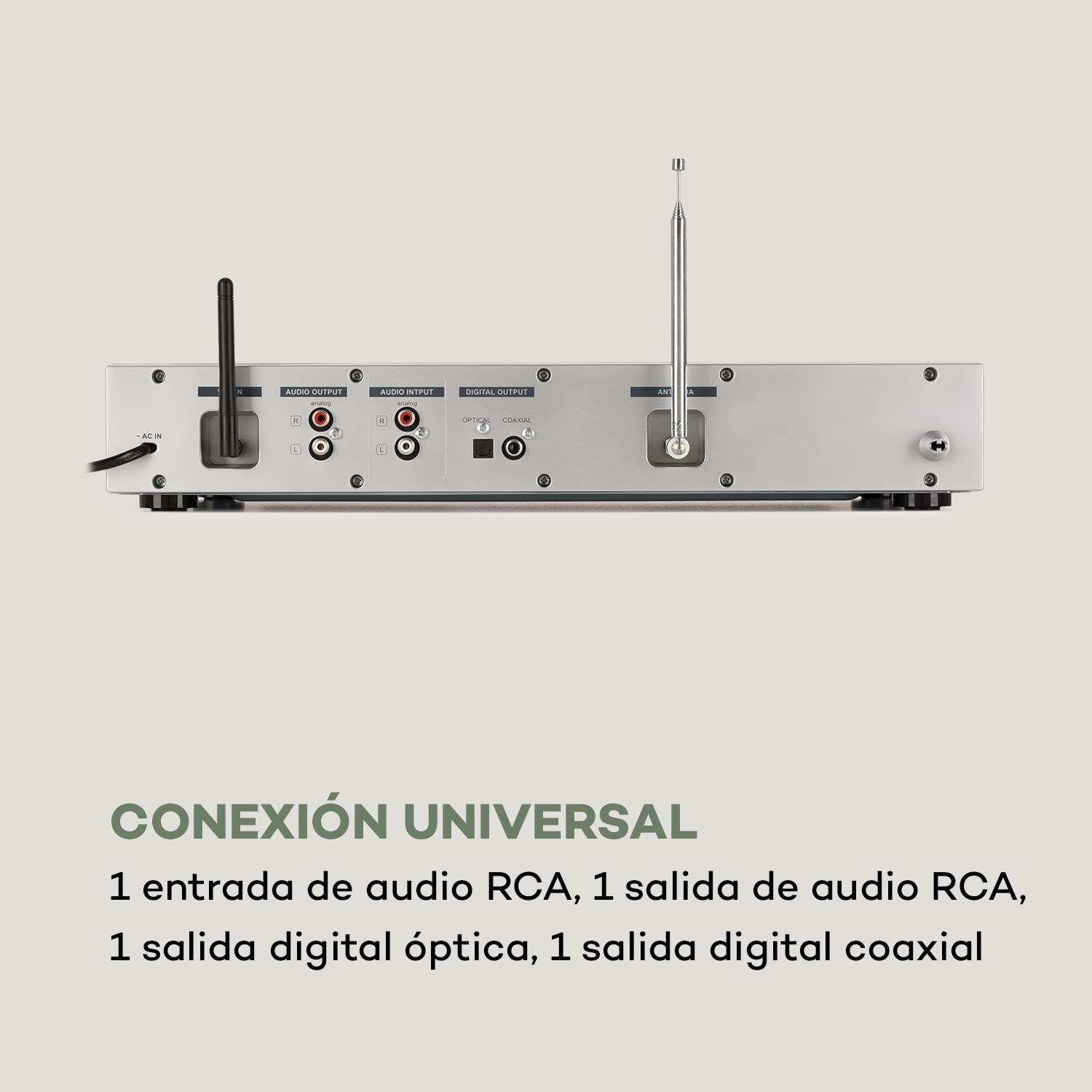 AUNA iTuner CD Receptor HiFi Radio de Internet/Dab+/FM Reproductor de CD WiFi Plata