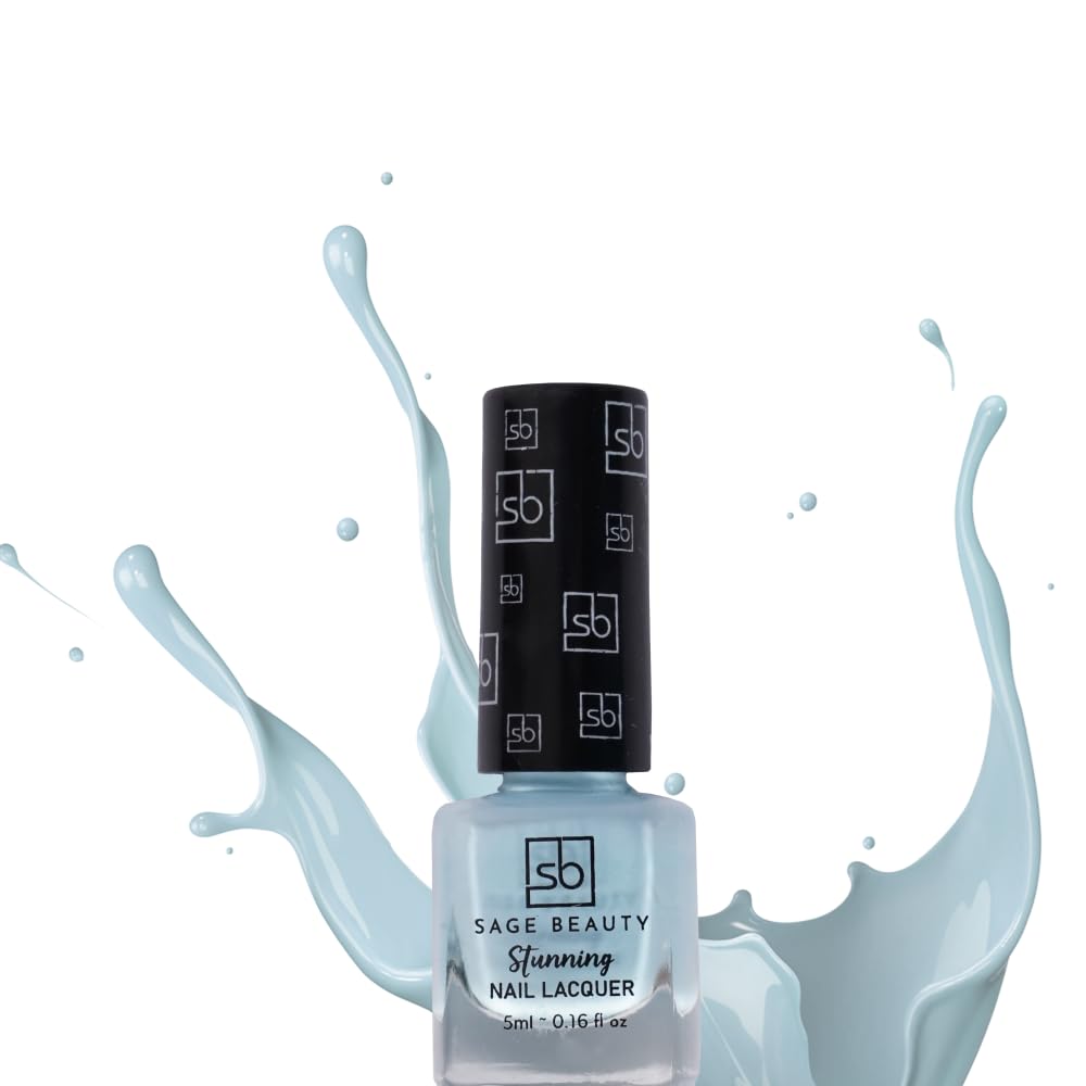 SAGE BEAUTY Nail Polish 5ml – Calm Blue | Quick-Dry Gloss Touch Nail Paint | Gel-Like Glossy Finish, Long-Lasting, Chip-Resistant, Highly Pigmented Enamel for Women & Girls-image-27