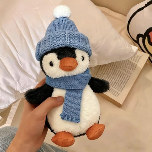 JcvPot Kuscheltier Pinguin 3er Set, 16 cm Weiches Stofftier mit Mütze und Schal, Ideal für Kinder und Erwachsene, Niedliches Geschenk für Geburtstage und Weihnachten