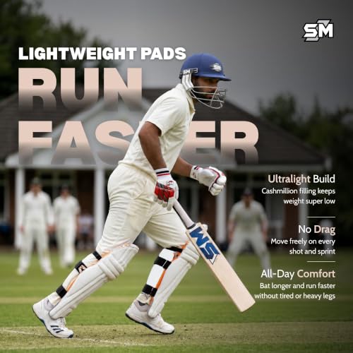 Image of SM Aqua Cricket Batting Leg Guard Men's | Batting Pads | Ambidextrous Design | Plastazote Foam Side Wing | Lightweight Performer | Premium Hook & Loop | Size Men's (for Both RH & LH Batsman)