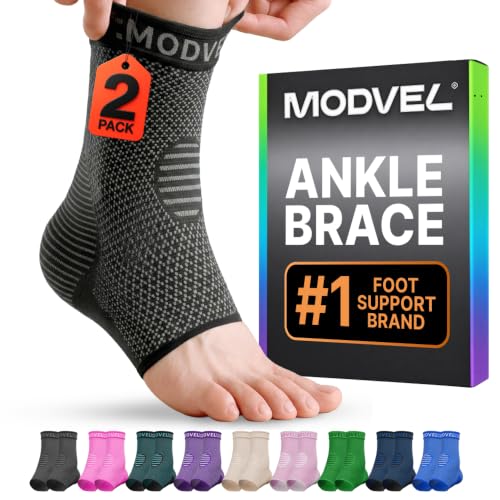 Modvel Foot & Ankle Brace Socks for Sprained Ankle Compression Sleeve - Foot Support for Women & Men...