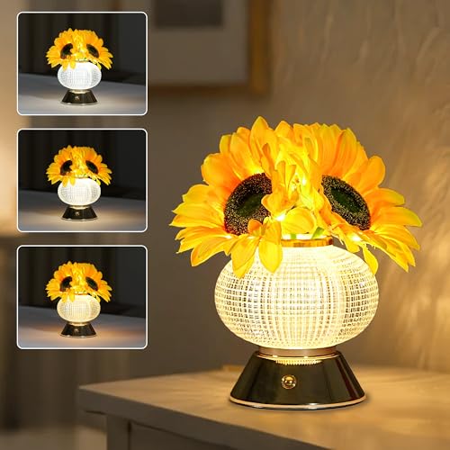 Image of Sunflower Flower Lamp, Decor Lamp for Bedroom Bar Coffee Shop Wedding, Gifts for WomenMom Daughter Grandma Aunt Girlfriend Friend Birthday Christmas Valentines Mothers Day