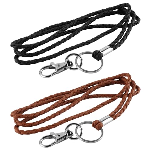 Cordon en cuir tressé PLENTY lot de 2 de 58cm pour badge et clés