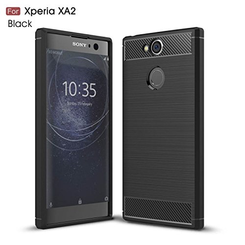 COPHONE® Coque de Protection Compatible avec Sony Xperia XA2 Etui antidérapent Coque Fibre de Carbone Noir Xperia XA2. Housse Souple Haute Protection, Anti...
