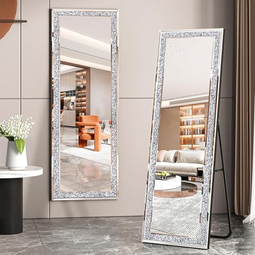 Image of Floor Mirror Full Length 18x59 Inch, Full Body Mirror with Frame, Wall Mirrors for Wall Full Length Mirror with Stand, Standing Mirrors for Dressing Bedroom Living Room Home Decor