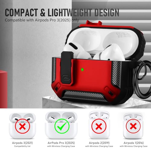 Image of Compatible with Airpods Pro 3 Case(2025),for Airpods Pro 3rd Generation Cases Cover with Keychain Cleaner Kit Soft Silicone Shockproof Cover for Women Men