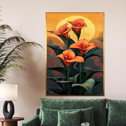 Design sur toile lys calla de qualité supérieure tableau floral décoration salon épuré