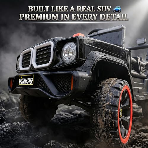 Image of Wishmaster 4x4 Kids Electric Ride On Jeep with Remote Control | Battery Operated Car for Kids 2-6 Years | RGB LED Lights, Bluetooth Music | Birthday Gift | 1-Year Warranty On Motors & Motherboard