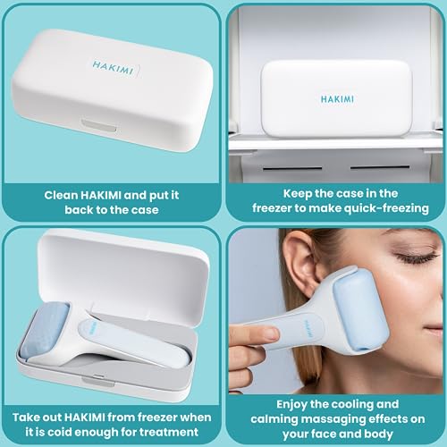 HAKIMI Skincare Ice Roller for Face - Facial Massage Roller with Portable Freezer Case for Extended Cooling, Pain Relief, Minimized Pores, and a Radiant Skin Set for All Womens Gifts for Christmas - Image 5