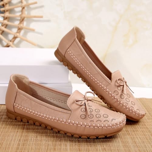 Women's Daisy Hollow Out Ballet Flats Shallow Mouth Slip On PU Leather Flats Shoes Casual Stitch Office Driving Flats3