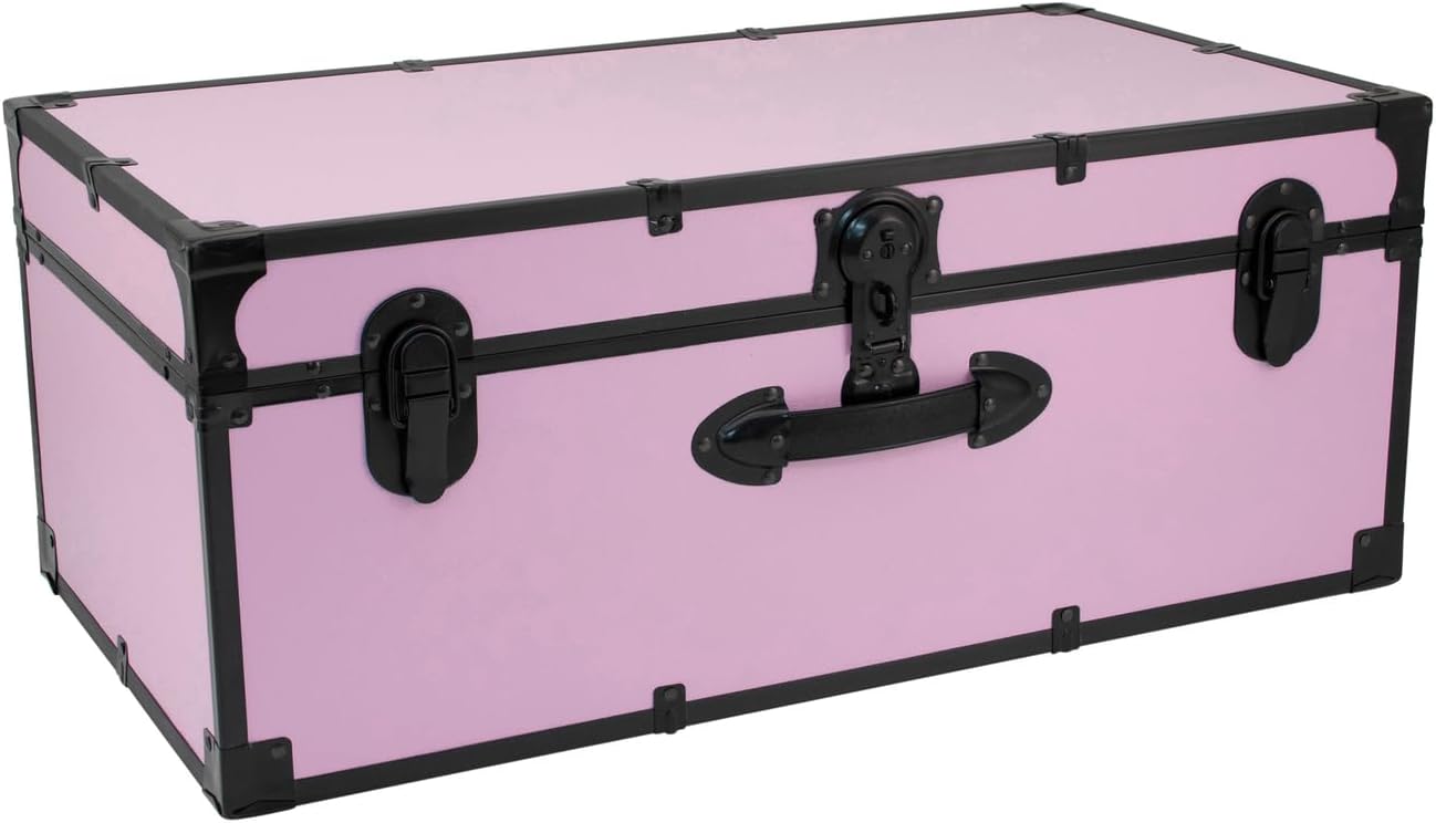 Maykoosh 30 Inch Rolling Storage Trunk with Wheels & Lock - Portable Chest Pink