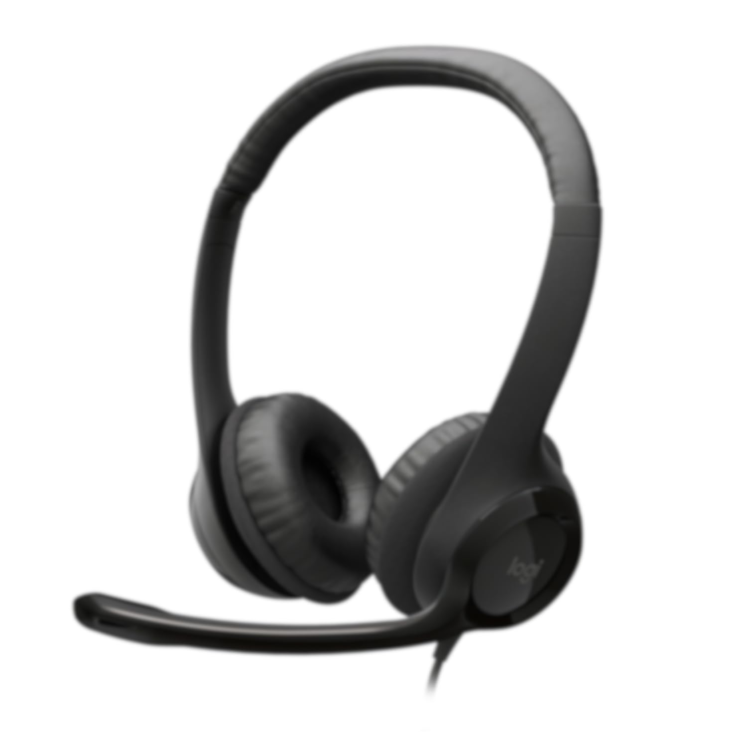 wired black logitech h 390 headset with media controls