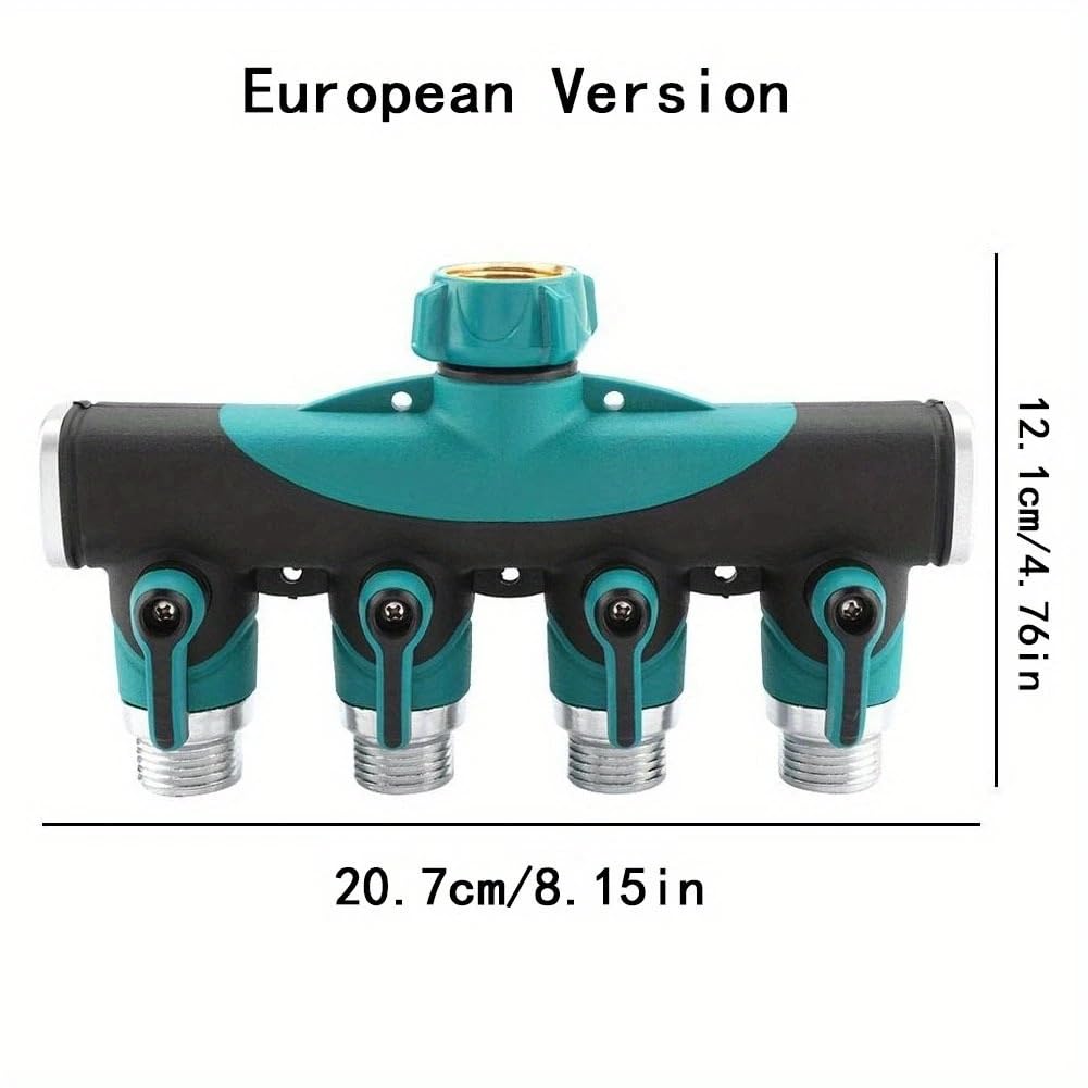 Valvola di intercettazione del tubo flessibile dell'adattatore del rubinetto dello sdoppiatore dell'acqua del giardino dello sdoppiatore del connettore del tubo flessibile a 2 vie da 3/4" per il giard