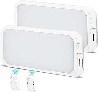 2 Pack RV Lights Interior, 3 Color RV LED Super Bright Fixture DC12-30V Camper Lights with Stepless Dimming and Remote Control Energy-efficient Ceiling Light for RV/Camper/Car/Trailer/Boat