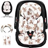 TinlyFinly Infant Car Seat Insert with Extra Cushion for Preemie to Infants, Reversible Newborn Carseat Insert Head Support, Fits for Stroller, Baby Swing, Rocker, Bassinets, Pushchair (Teddy Bear)