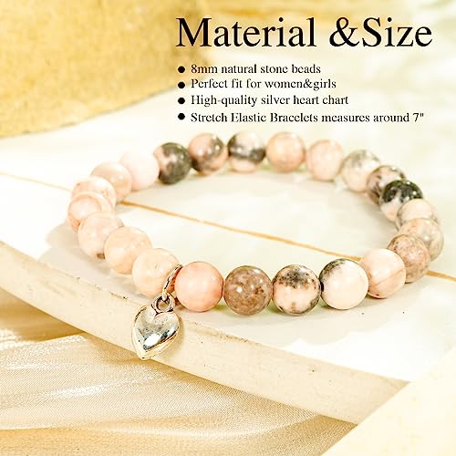 VICKHU Inspirational Gifts for Women Natural Stone Heart Butterfly Bracelet for women Unique Small Gifts for Birthday Mothers day Thanksgiving Christmas Valentine's Day Teacher Appreciation Gifts.2