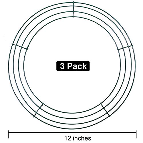 image for URATOT 3 Pack Christmas Metal Wreath Frame Dark Green Wire Wreath Ring