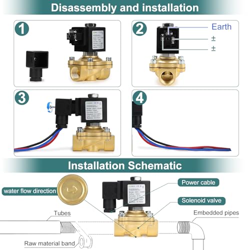 EXLECO 230V AC Magnetventil Messing G1/2\ Elektromagnetventil Messing Elektrisch Magnet Ventil DN20 0-10 bar Wassereinlass Wasserverteilungsventile NC Direktwirkende Magnetventil für Wasser Luft