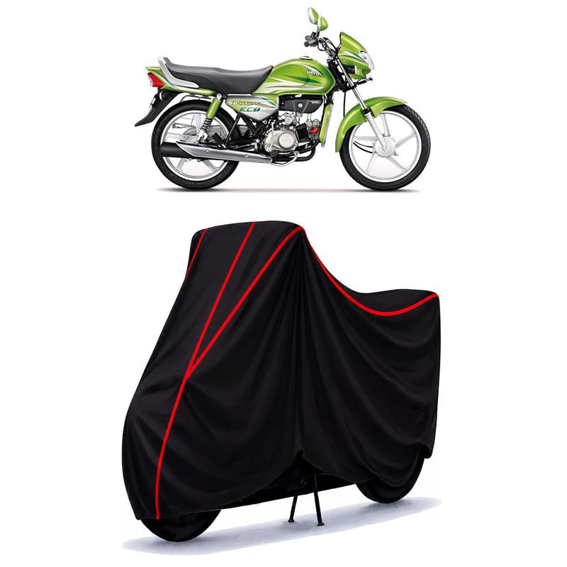 Image of Hero HF Deluxe Eco Water Resistant Bike Cover for All Motorcycles & Rain | Heavy Duty Taffeta Fabric | UV Protection, Dustproof, Scratchproof | All Weather Two Wheeler Body Cover with Elastic Bottom