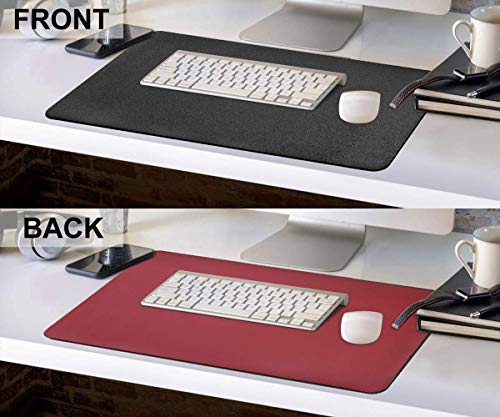 Image of House of Quirk Laptop Keyboard Mouse Felt Pad with Paper and Pen Pocket for Desktops (78.7 x 39 CM, Red /Black)