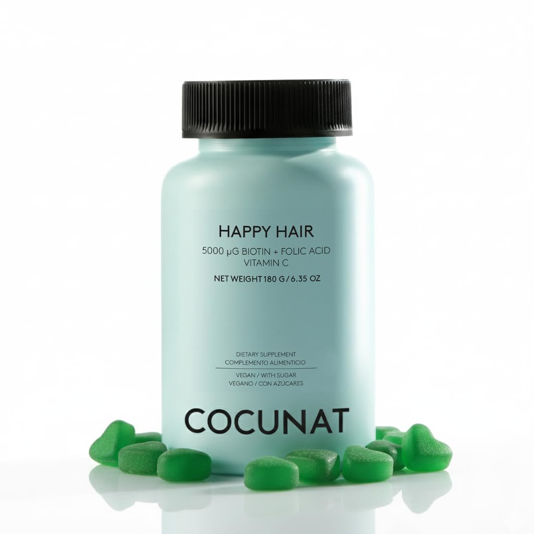 COCUNAT - Happy Hair - Haarwachstumsfördernde Vitamine - Stärkt, regt das Wachstum an und beugt Haarausfall vor - für starkes, dickes und glänzendes Haar - Biotin 5.000 mcg - 60 Stück