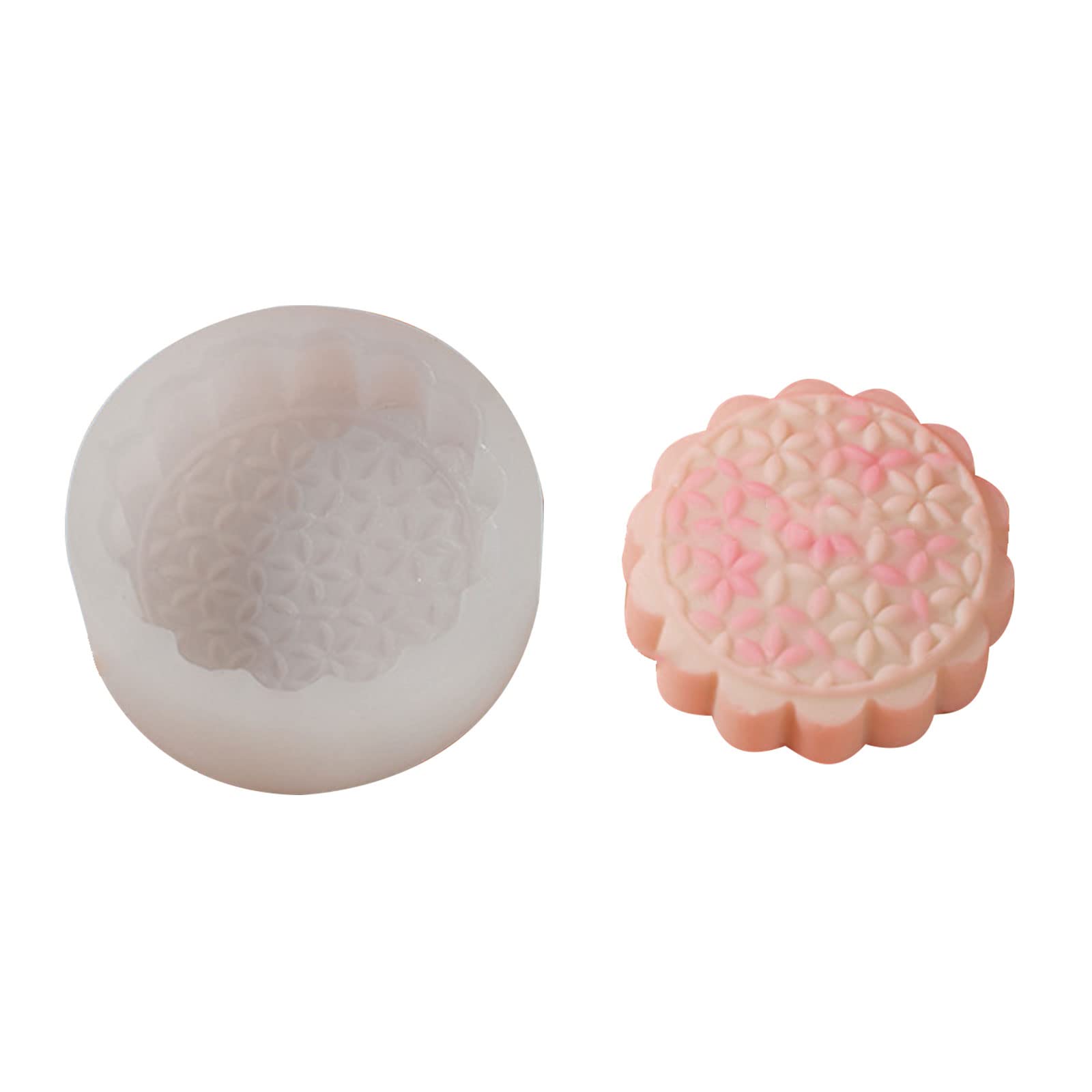 Buxuaaaa Non-stick Round Flower Shaped Jelly Mold Soap Molds Silicone Cake Mold for Baking