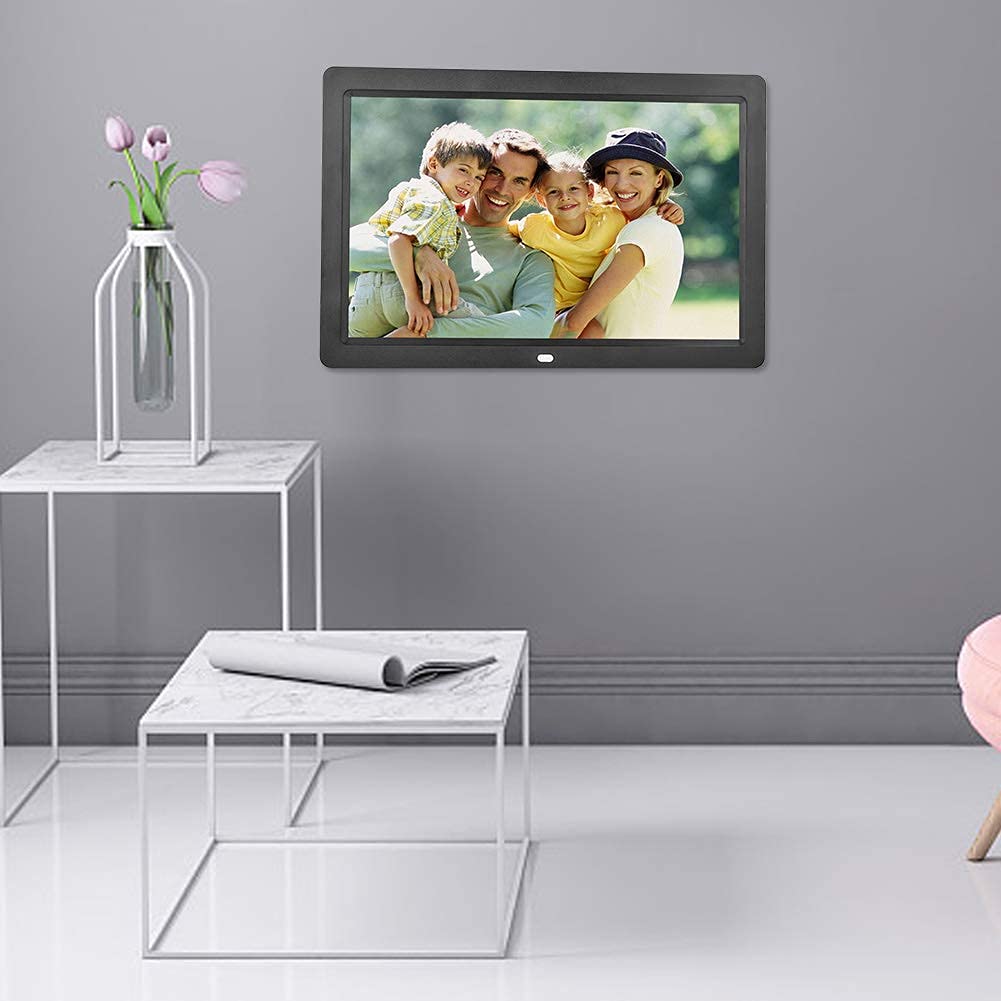 Cornice digitale, full HD 12 pollici 1280 * 800HD display foto/musica/lettore video calendario sveglia timer di accensione/spegnimento automatico con telecomando(nero)
