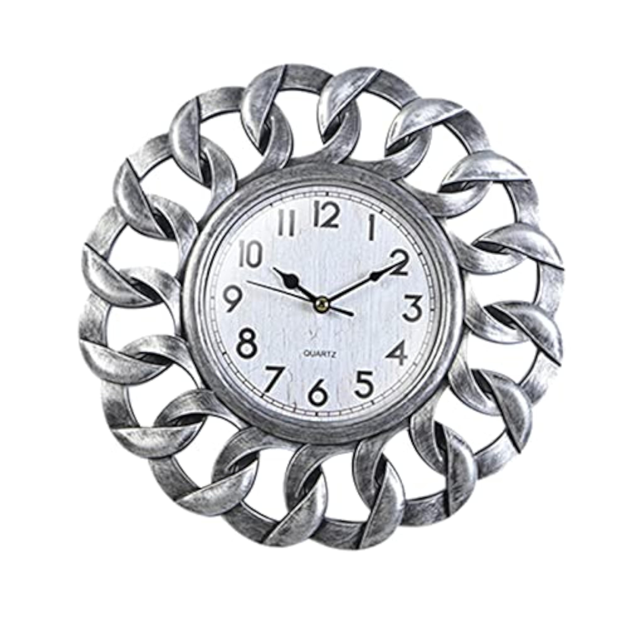 Retro Silent Wall Clock for Dining Room Decor, Silver