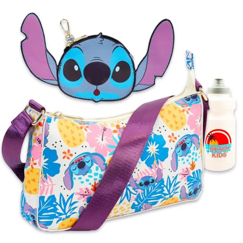 Disney Stitch Purse for Women Handbag Bundle with Crossbody Bag for Teens Plus Water Bottle, More Lilo and Stitch Accessories
