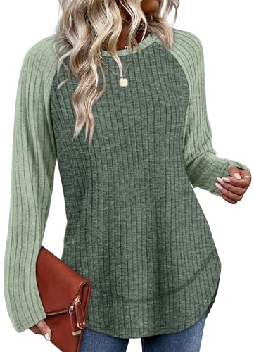 Image of WIHOLL Long Sleeve Shirts for Women Fall Sweaters Lightweight Trendy Tops