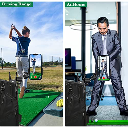 MoKo Golf Handyhalter Golfschwungs, Universal Golf Smartphone Halter 360° Drehbar Golf Handy Clip Halter Golf Swing Analyzer für 4,7 - 6,8 Handy Golf Handyhalter für Golf Trolley Golfwagen, Schwarz