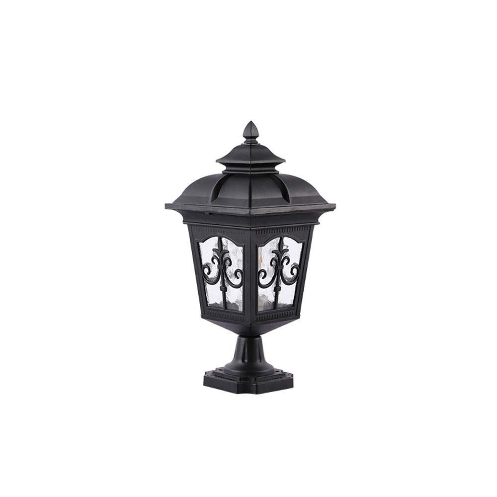 QUSYZD Post Lights Outdoor,European Column Headlight Outdoor Fence Pillar Light Waterproof Outdoor Garden Villa Garden Light Landscape Lighting E27 Decoration Illumination Alum,Black-Small