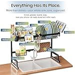 ADBIU Over The Sink Dish Drying Rack (Expandable Height and Length) Snap-On Design 2 Tier Large Dish Rack - Image 4