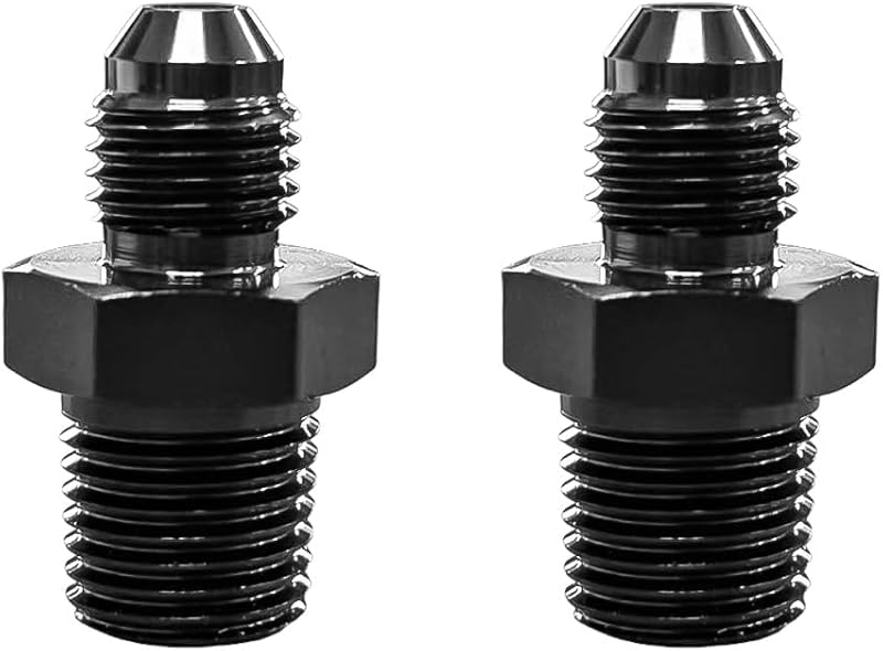Adaptador de conexão 4AN macho para 1/4" NPT macho lanstixr em alumínio anodizado preto – 2 unidades