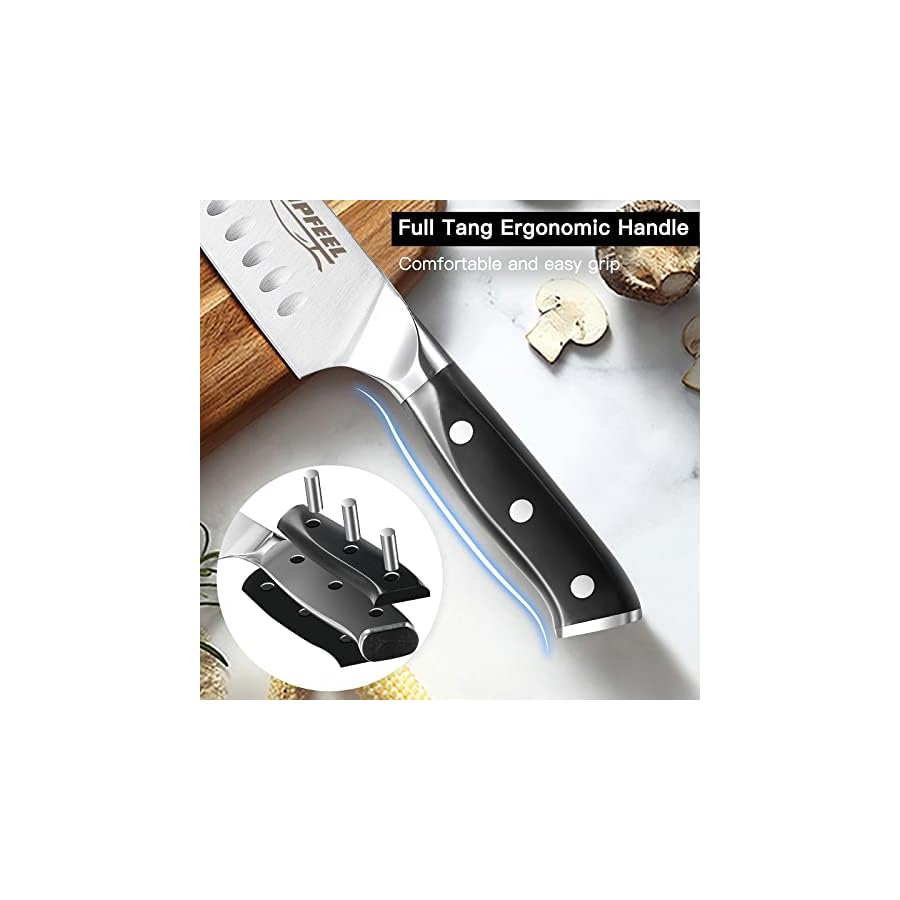 Topfeel Professional Chef Knife Set 5PCS, 3.5-8 Inch Set Kitchen Knives German High Carbon Stainless Steel Sharp Knife, Knives Set for Kitchen with Ergonomic Handle