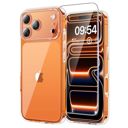 TAURI Cover per iPhone 17 Pro con Pellicola in Vetro Temperato,Protezione Completa della Fotocamera,Custodia per Sottile Antishock, Anticaduta - Trasparente