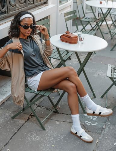 Image of Mary Jane Sneakers for Women Slip on Ballet Flats Walking Retro Sneakers | Round Toe Mary Jane Shoes,Hook and Loop,Lightweight Footwear,Women Fashion Sneakers for Walking, Travel, Workout, Daily Wear