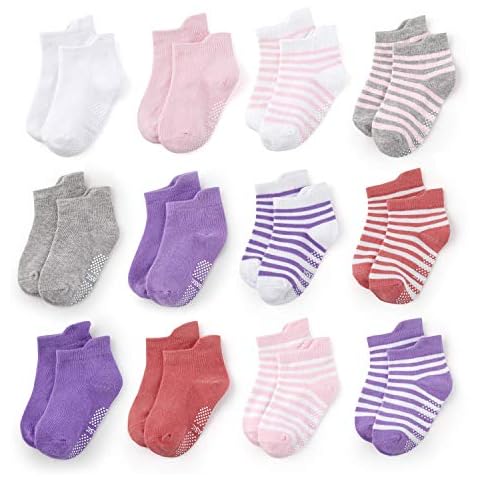 YANWANG 12 Pares de Calcetines de Algodón Antideslizantes para Bebés y Niños Pequeños Cover